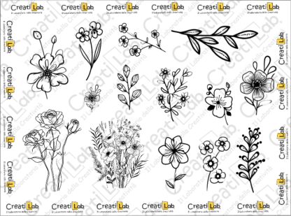 Stickers Adesivi Lineart Fiori  