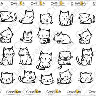 Stickers Adesivi Lineart Gattini  