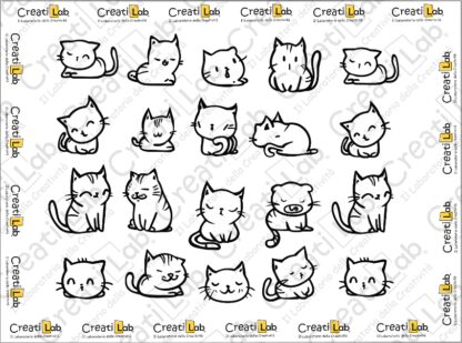 Stickers Adesivi Lineart Gattini  