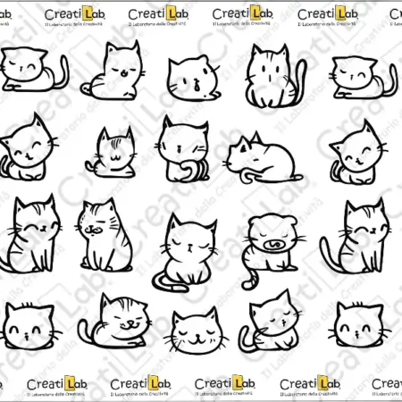 Stickers Adesivi Lineart Gattini