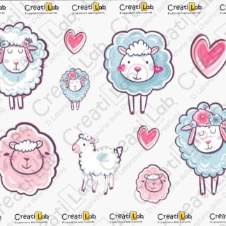 Stickers Adesivi Pecorelle simpatiche  