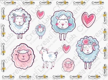 Stickers Adesivi Pecorelle simpatiche  