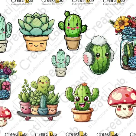 Stickers Adesivi Piante Grasse kawaii