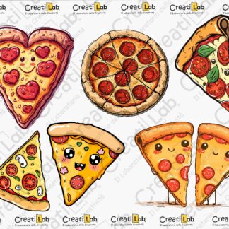 Stickers Adesivi Pizza Kawaii  