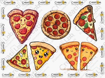 Stickers Adesivi Pizza Kawaii  