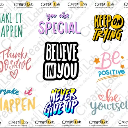 Stickers Adesivi Scritte motivazionali colorate