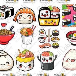 Stickers Adesivi Sushi kawaii  