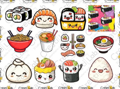 Stickers Adesivi Sushi kawaii  