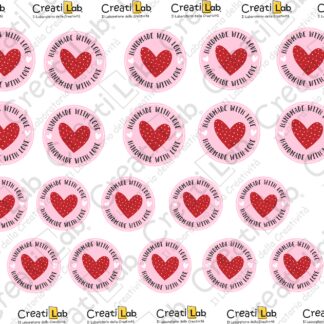 Stickers Adesivi Tag Handmade with love Cuore  