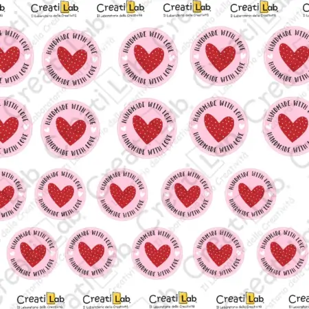 Stickers Adesivi Tag Handmade with love Cuore