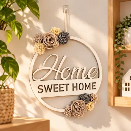 Targa da appendere "Home Sweet Home" con fiori