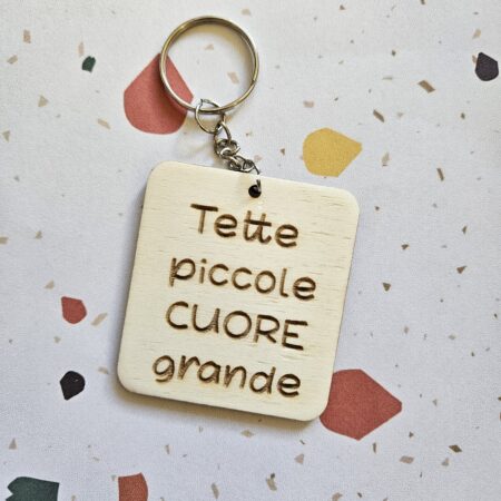 Portachiavi in Legno "Tette piccole, Cuore grande"