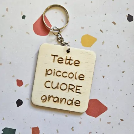 Portachiavi in Legno "Tette piccole, Cuore grande"