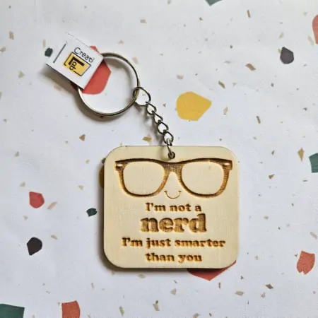 Portachiavi in Legno "I'm not a Nerd"