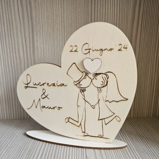 Decorazione in legno Cuore Sposi  