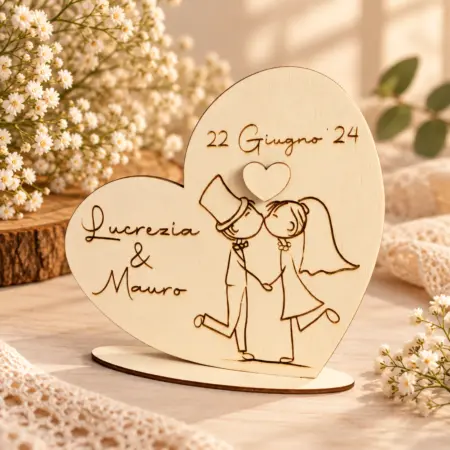 Decorazione in legno Cuore Sposi