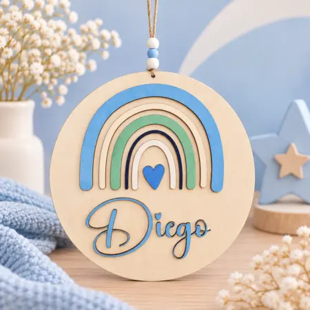 Fuoriporta con nome e Arcobaleno stile Boho