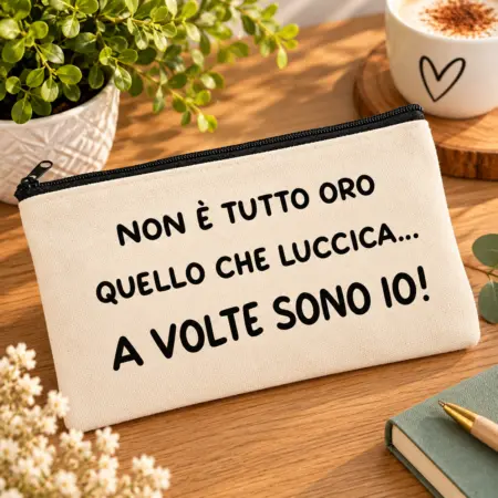 Pochette personalizzata "Non è tutto oro quello che luccica, a volte sono io"