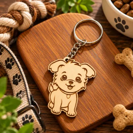 Portachiavi in Legno "Cagnolino tenero"