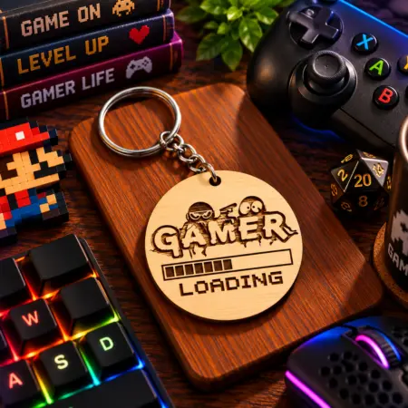 Portachiavi in Legno "Gamer Loading"
