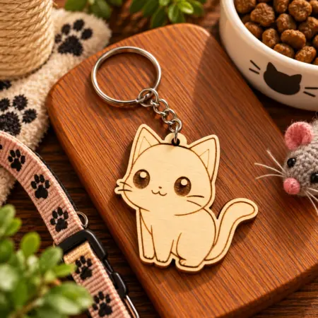 Portachiavi in Legno "Gattino dolcissimo"