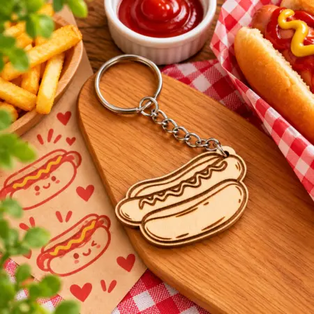 Portachiavi in Legno "Hot Dog"