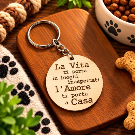 Portachiavi in Legno "La vita ti porta in luoghi inaspettati, l'amore ti porta a casa"