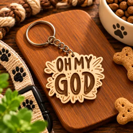Portachiavi in Legno "Oh my God"