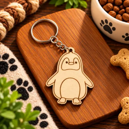 Portachiavi in Legno " Pinguino SImpatico"