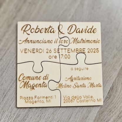 Partecipazione in legno per eventi Matrimonio, battesimo, comunione, cresima, compleanno  