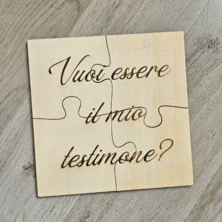Puzzle in legno per Proposta " Vuoi essere il mio/la mia testimone?"