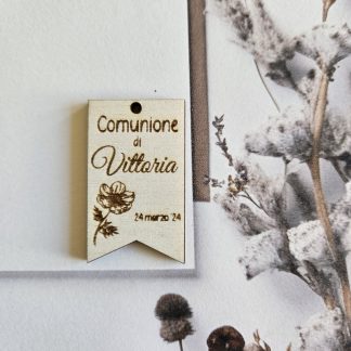 Tag Rettangolare "Comunione di" con Fiore  