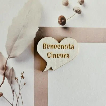 Tag Cuoricino " Benvenuta\o" con Nome