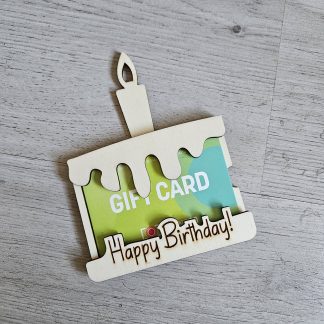 Porta Gift Card in Legno Torta con candelina "Happy Birthday"  