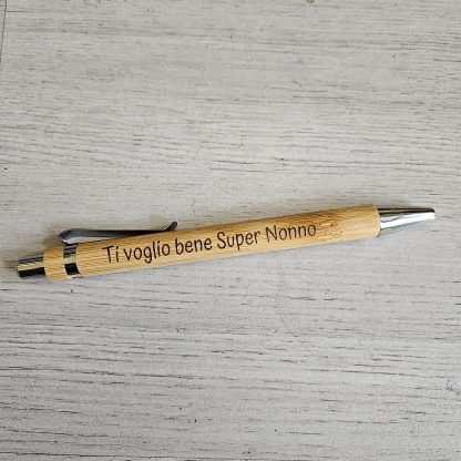 Penna in Bamboo Con Incisone "Ti voglio Bene Super Nonno\a"  