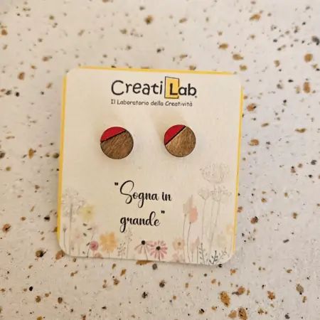 Orecchini lobo Tondo con linea in legno