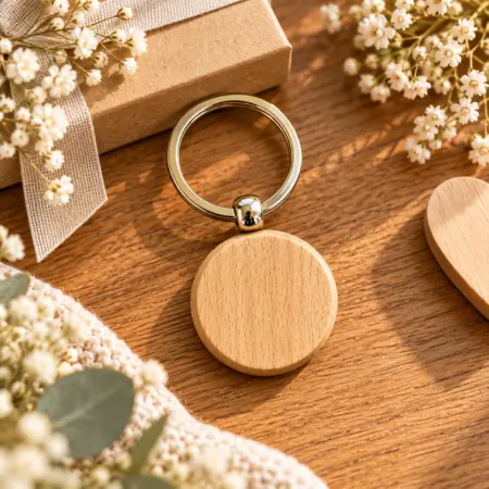 Portachiavi in Legno di Faggio rotondo Personalizzabile