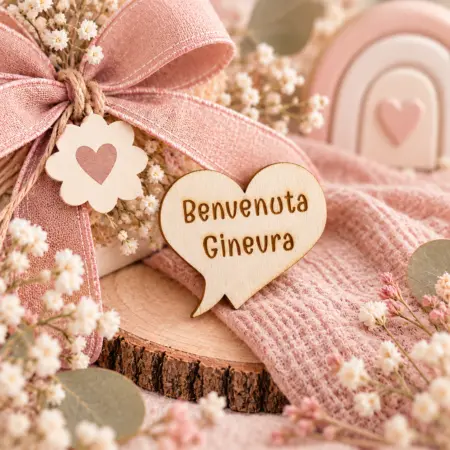 Tag Cuoricino " Benvenuta\o" con Nome