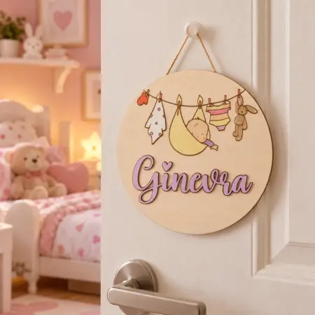 Targa Fuoriporta Nome e Bimbo e panni stesi