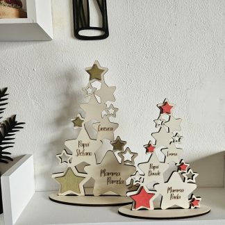 Albero di Natale con Stelline e Nomi Personalizzabile 