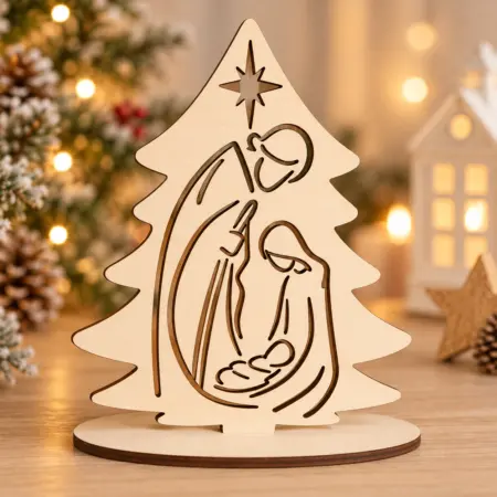 Albero di Natale con Natività stilizzata