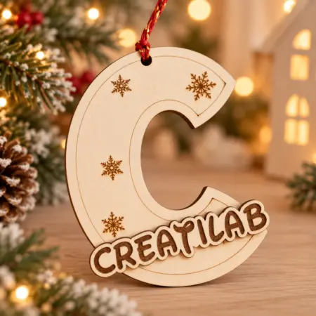Pallina di Natale Personalizzata in Legno Lettera con nome in rilievo