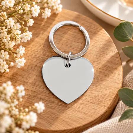 Portachiavi in Acciaio Cuore Personalizzabile