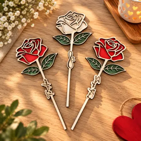 Rosa Eterna in legno con dedica