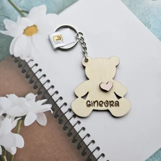 Portachiavi Personalizzato Orsetto con nome e cuoricino