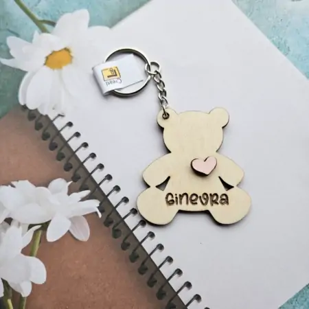 Portachiavi Personalizzato Orsetto con nome e cuoricino