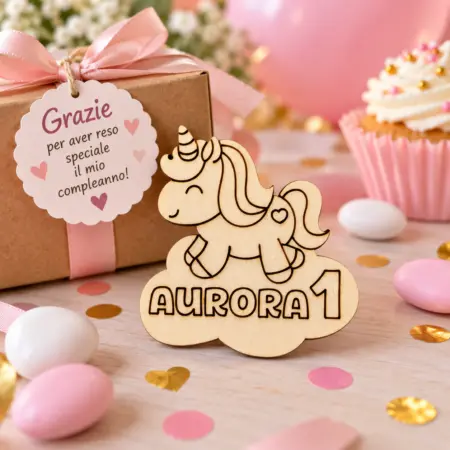 Calamita Compleanno con Unicorno e nuvoletta