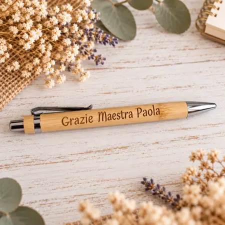 Penna in Bamboo con dedica alla Maestra