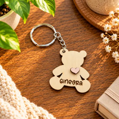 Portachiavi Personalizzato Orsetto con nome e cuoricino