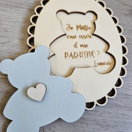 Proposta Padrino/Madrina Ovale traforato con orsetto - immagine 2